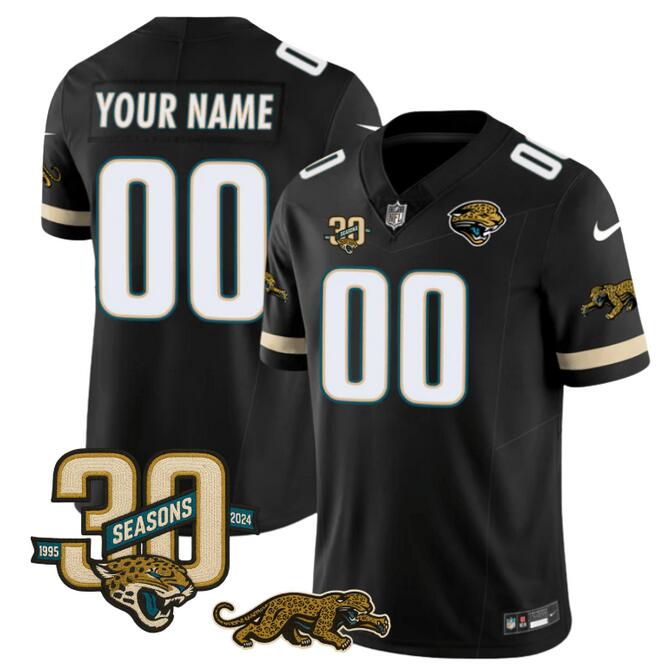 Men's Jacksonville Jaguars Active Player Custom Black F.U.S.E With 30th Seasons Patch Vapor Limited Stitched Football Jersey